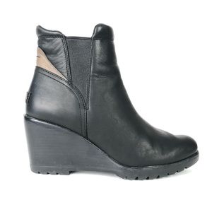 Sorel Black Leather Chelsea Wedge Booties | Waterpr